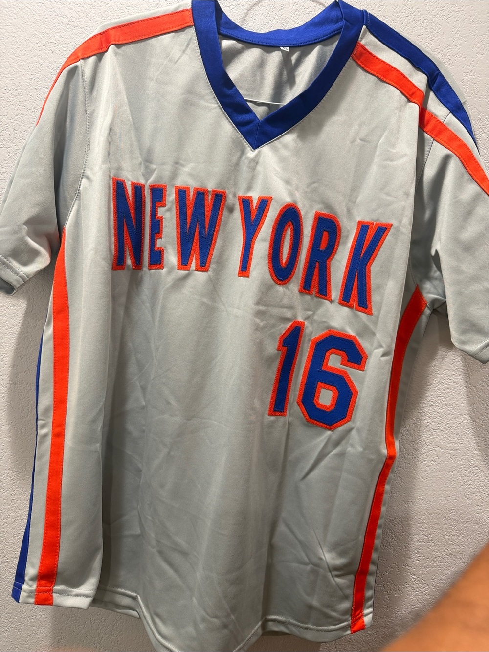 MLB  Light Gray New York Jersey with Blue & Orange Accents Doc Gooden